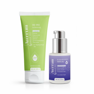 Aurrum Essence Co Oil-Free Moisturiser and De-Pigmentation Serum Combo